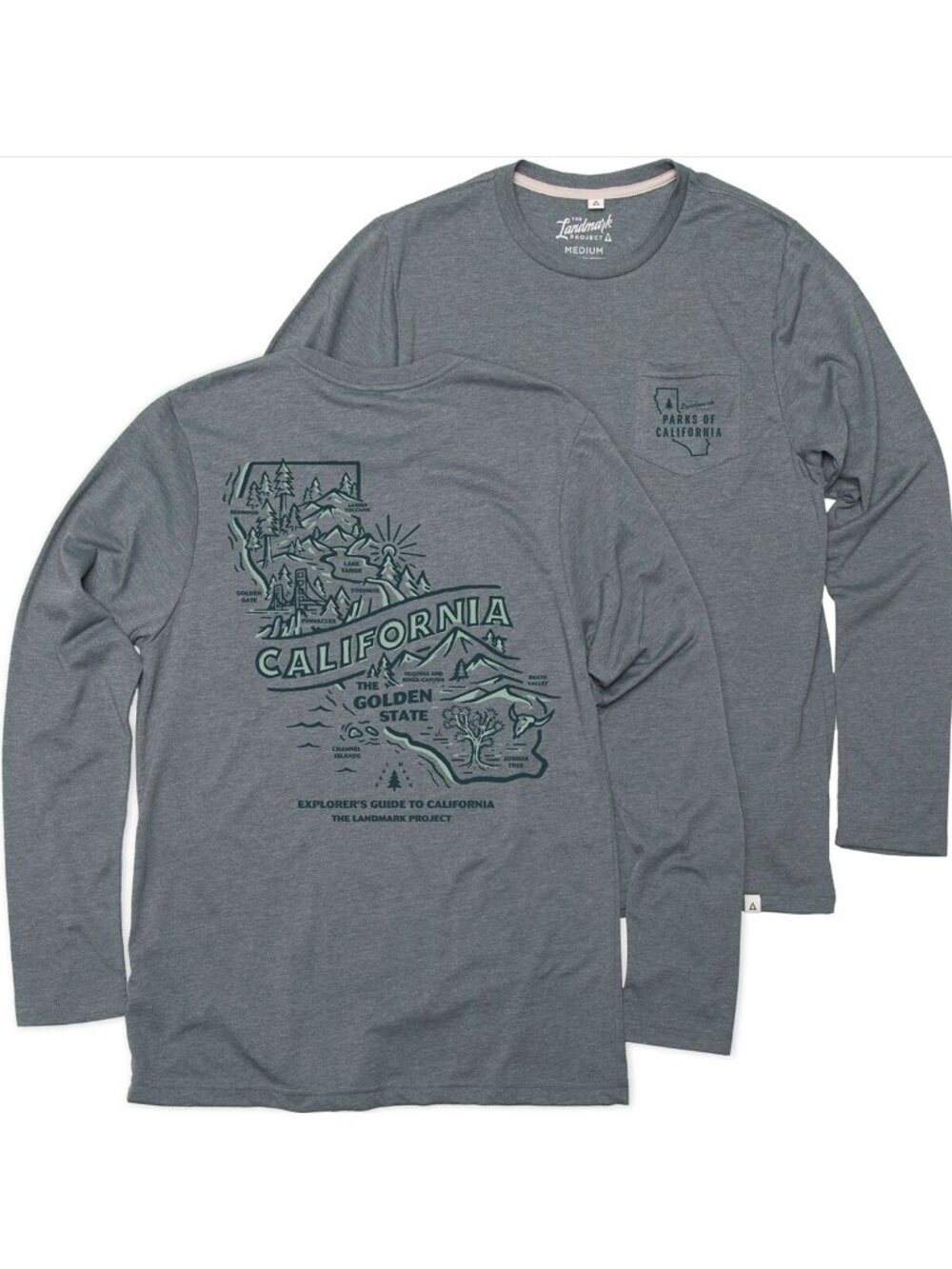 Landmark Project Explore California Long-Sleeve Pocket T-Shirt gray Medium